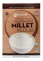 3 PACK of Vitaco Certified Organic Gluten Free Millet Flour -- 16 oz