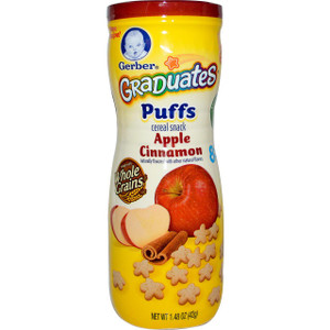 3 PACK of Gerber, Puffs Cereal Snack, Crawler, 8+ Months, Apple Cinnamon, 1.48 oz (42 g)