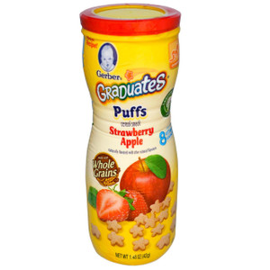 3 PACK of Gerber, Puffs Cereal Snack, Crawler, 8+ Months, Strawberry Apple, 1.48 oz (42 g)