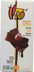 3 PACK of Theo Chocolate Organic 70% Dark Chocolate Bar Unflavored -- 3 oz