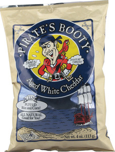 Roberts American Gourmet, Pirates Booty Baked Rice and Corn Puffs,  Aged White Cheddar - 4 oz