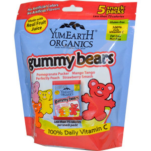 3 PACK OF YumEarth, Gummy Bears, Assorted Flavors, 5 Snack Packs, 0.7 oz (19.8 g) Each
