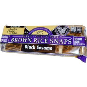 3 PACK of Edward & Sons, Baked Whole Grain Brown Rice Snaps, Black Sesame, 3.5 oz (100 g)
