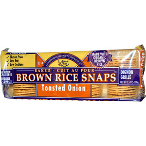 3 PACK of Edward & Sons, Organic, Baked Whole Grain Brown Rice Snaps, Toasted Onion, 3.5 oz (100 g)