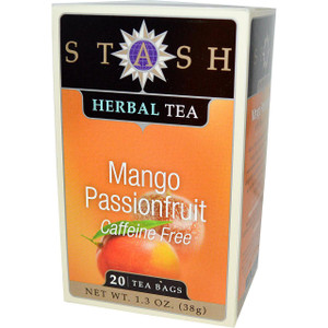 Stash Tea, Premium, Mango Passionfruit, Herbal Tea, Caffeine Free, 20 Tea Bags, 1.3 oz (38 g)