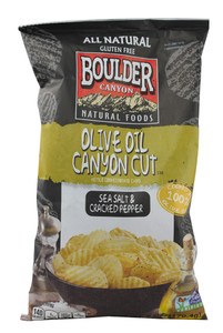 3 PACK of Boulder Canyon Olive Oil Kettle Cooked Potato Chips Sea Salt and Cracked Pepper -- 6 oz