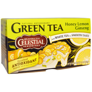 3 PACK of Celestial Seasonings Green Tea with White Tea Honey Lemon Ginseng -- 20 Tea Bags