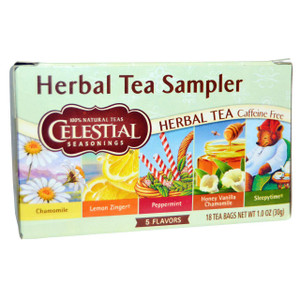 3 PACK of Celestial Seasonings, Herbal Tea Sampler, Caffeine Free, 5 Flavors, 18 Tea Bags, 1.0 oz (30 g)