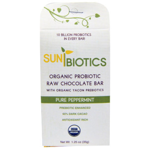 3 PACK of Windy City Organics Sunbiotics Probiotic Chocolate Bar Pure Peppermint -- 1.25 oz
