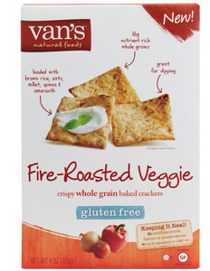 3 PACK of Vans Natural Foods Whole Grain Crackers Fire-Roasted Veggie -- 4 oz