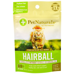 3 PACK of Pet Naturals of Vermont, Hairball, For Cats, 30 Chews, 1.59 oz (45 g)