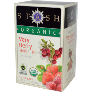 3 PACK OF Stash Tea, Organic, Herbal Tea, Very Berry, Caffeine Free, 18 Tea Bags, 1.2 oz (36 g)