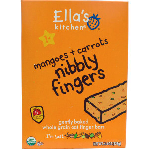 Ellas Kitchen, Nibbly Fingers, Mangoes + Carrots, 5 Bars, 4.4 oz (125 g)