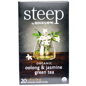 3 PACK of Bigelow Tea Steep Organic Green Tea Oolong & Jasmine -- 20 Tea Bags