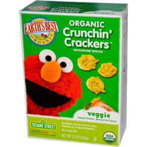 Earths Best, Organic Crunchin Crackers, Sesame Street,  Veggie Sweet Potato, Broccoli & Carrot, 5.3 oz (150 g)