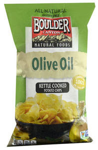 3 PACK of Boulder Canyon Kettle Cooked Potato Chips Olive Oil -- 6.5 oz