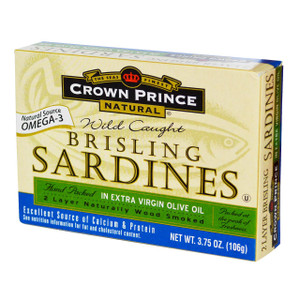 3 PACK of Crown Prince Natural, Brisling Sardines, in Extra Virgin Olive Oil, 3.75 oz (106 g)