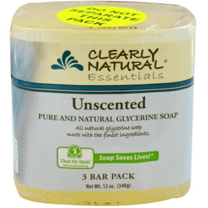 3 PACK of Clearly Natural Essentials Glycerine Bar Soap Unscented -- 3 Bars
