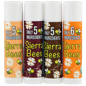 3 PACK OF Sierra Bees, Organic Lip Balms, Variety Pack, 4 Pack, .15 oz (4.25 g) Each