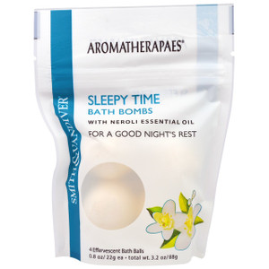 3 PACK OF Smith & Vandiver, Sleepy Time Bath Bombs with Neroli Essential Oil, 4 Effervescent Bath Balls, 0.8 oz (22 g) Each