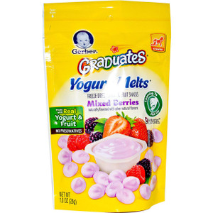 3 PACK of Gerber, Graduates, Yogurt Melts, Mixed Berries, 1.0 oz (28 g)