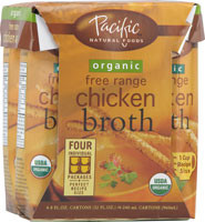 3 PACK of Pacific Foods Organic Free Range Chicken Broth -- 8 fl oz Each / Pack of 4