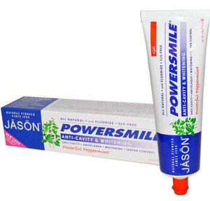 3 PACK of Jason Natural, PowerSmile, Anti-Cavity & Whitening Gel, Powerful Peppermint, 6 oz (170 g)