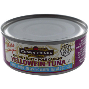 3 PACK of Crown Prince Natural Yellow Fin Tuna In Spring Water -- 5 oz