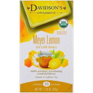Davidsons Tea, Organic, Meyer Lemon Tea with Honey, Caffeine-Free , 25 Tea Bags, 2.18 oz (62 g)