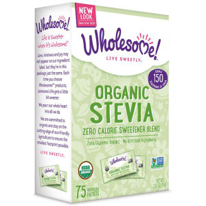 3 PACK OF Wholesome Sweeteners, Organic Stevia, Zero Calorie Sweetener Blend, 75 Individual Packets, 1 g Each