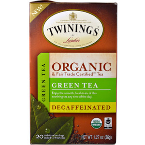Twinings, Organic Green Tea, Decaffeinated, 20 Tea Bags - 1.27 oz (36 g)