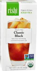 Rishi Tea, Organic Artisan Iced Tea, Classic Black, 5 1-Quart Iced Tea Sachets, 1.41 oz (40 g)