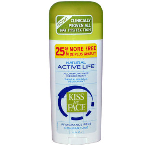 Kiss My Face, DO, Natural Active Life Aluminum Free Deodorant, Fragrance Free, 3.1 oz (88 g) (5 PACK)