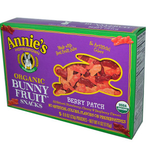 3 PACK of Annies Homegrown, Organic Bunny Fruit Snacks, Berry Patch, 5 Pouches, 0.8 oz (23 g) Each