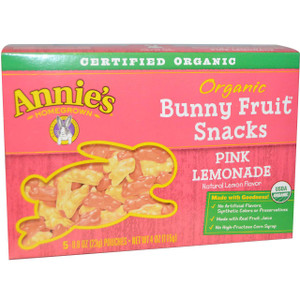 Annies Homegrown, Organic Bunny Fruit Snack, Pink Lemonade, 5 Pouches, 0.8 oz (23 g) Each