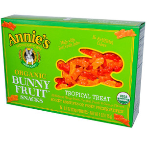 3 PACK of Annies Homegrown, Organic Bunny Fruit Snacks, Tropical Treat, 5 Pouches, 0.8 oz (23 g) Each