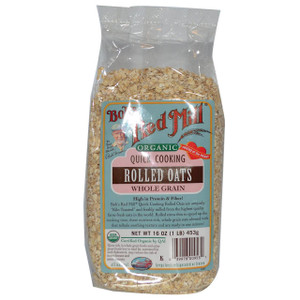 Bobs Red Mill, Organic, Quick Cooking Rolled Oats, Whole Grain, 16 oz (453 g)