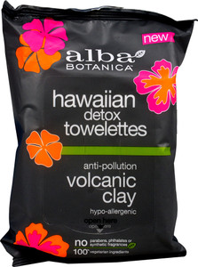3 PACK of Alba Botanica Hawaiian Detox Towelettes Volcanic Clay -- 30 Wet Towelettes