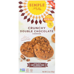 3 PACK OF Simple Mills, Naturally Gluten-Free, Crunchy Cookies, Double Chocolate, 5.5 oz (156 g)