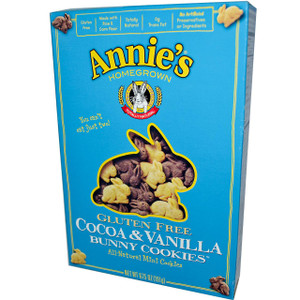 3 PACK of Annies Homegrown Gluten Free Bunny Cookies Cocoa & Vanilla -- 7.5 oz