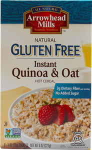 3 PACK of Arrowhead Mills Organic Gluten Free Instant Hot Cereal Quinoa & Oat -- 8 Packets