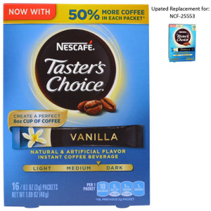 Nescafe, Tasters Choice, Instant Coffee Beverage, Vanilla, 16 Packets, 0.1 oz (3 g) Each