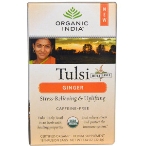 Organic India, Tulsi Holy Basil Tea, Ginger, Caffeine-Free, 18 Infusion Bags, 1.14 oz (32.4 g)