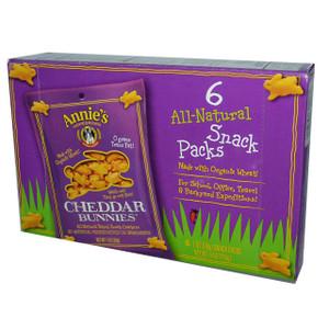 Annies Homegrown, Cheddar Bunnies, All-Natural Baked Snack Crackers, 6 Packs, 1 oz (28 g) Each (5 PACK)