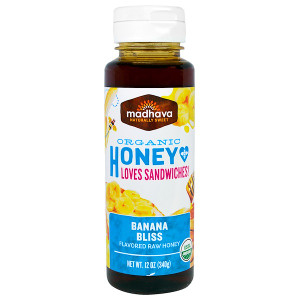 Madhava Natural Sweeteners, Organic Honey Loves Sandwiches, Banana Bliss, 12 oz (340 g)
