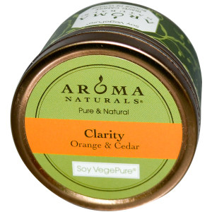 3 PACK of Aroma Naturals, Soy VegePure, Clarity, Travel Candle, Orange & Cedar, 2.8 oz (79.38 g)