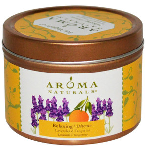 3 PACK of Aroma Naturals, Soy VegePure, Travel Tin Candle, Relaxing, Lavender & Tangerine, 2.8 oz (79.38 g)