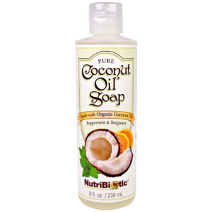 NutriBiotic, Pure Coconut Oil Soap, Peppermint & Bergamot, 8 fl oz (236 ml)