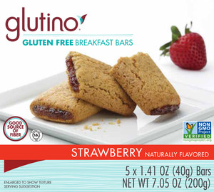 3 PACK of Glutino Gluten Free Breakfast Bars Strawberry -- 5 Bars