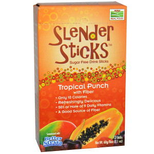 Now Foods, Real Food, Slender Sticks, Tropical Punch with Fiber, 12 Sticks, (5 g) Each (Discontinued Item)